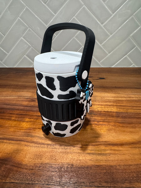 Can Cooler & Can Opener Keychain Combo - Cow Print