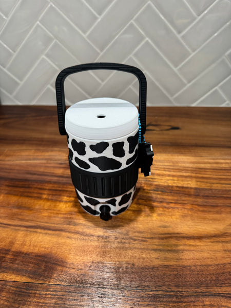 Can Cooler & Can Opener Keychain Combo - Cow Print