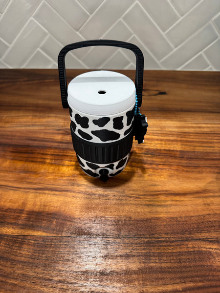 Can Cooler & Can Opener Keychain Combo - Cow Print