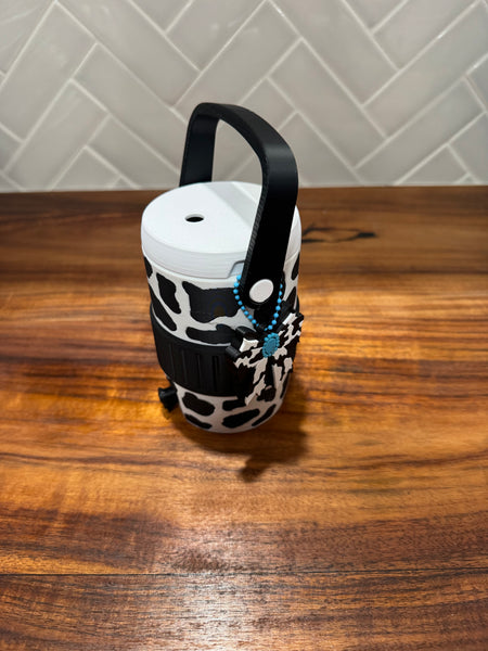Can Cooler & Can Opener Keychain Combo - Cow Print