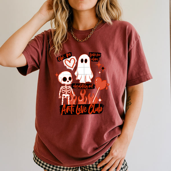 DTF Full Color TShirt Transfer - Anti-Love Club Flames - (Black or White)