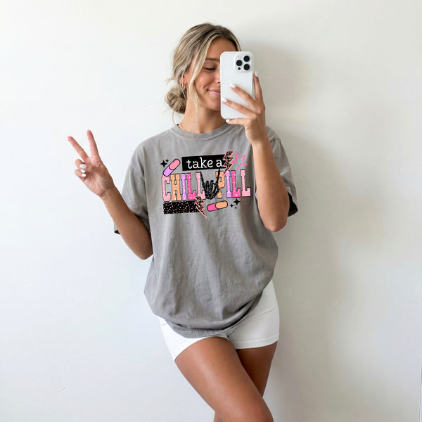 DTF Full Color TShirt Transfer - Take A Chill Pill - (Black or White)