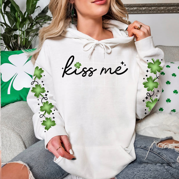 DTF Full Color TShirt Transfer - Kiss Me - FREE SLEEVES - (Black or White)