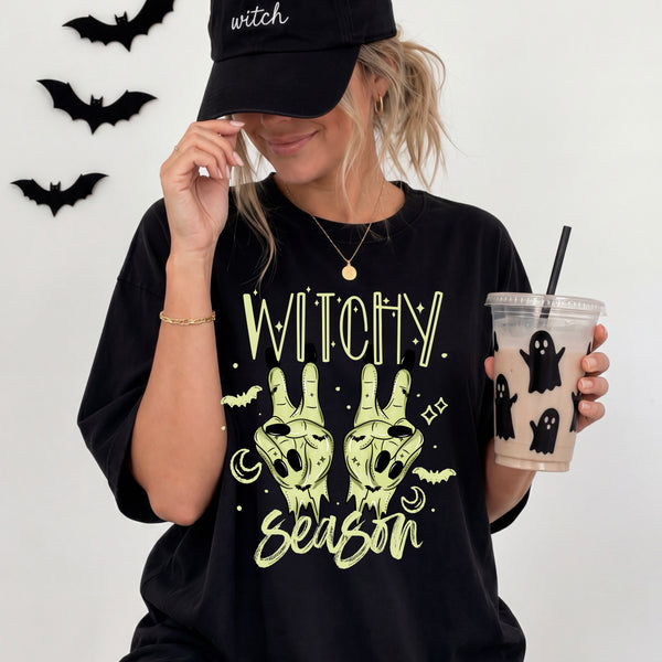 DTF Full Color TShirt Transfer - Witchy Season (Black or All Green)