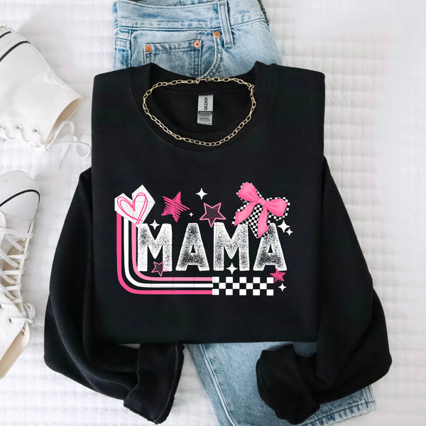 DTF Full Color TShirt Transfer - Mama Pink Line Scrapbook - (Black or White)