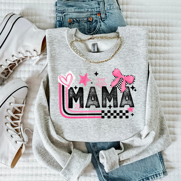 DTF Full Color TShirt Transfer - Mama Pink Line Scrapbook - (Black or White)