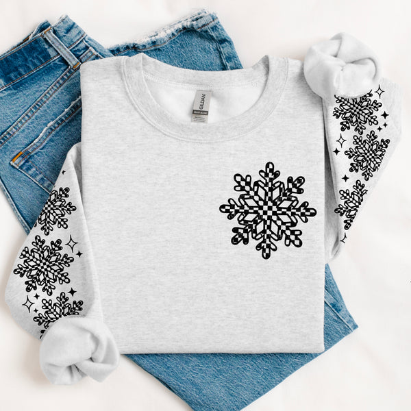 DTF Full Color Transfer - Snowflakes - Free Sleeves (White or Black Font)