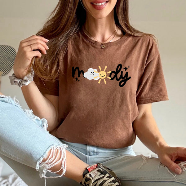 DTF Full Color TShirt Transfer - Moody Cloud Sunshine - (Black or White)