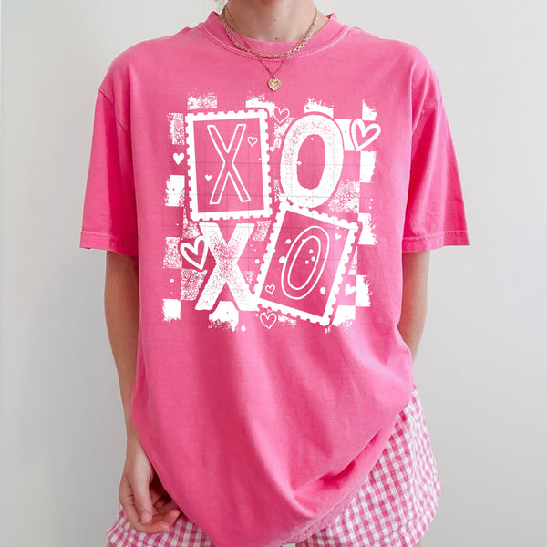 DTF Full Color TShirt Transfer - XOXO Stamped - (Black or White)