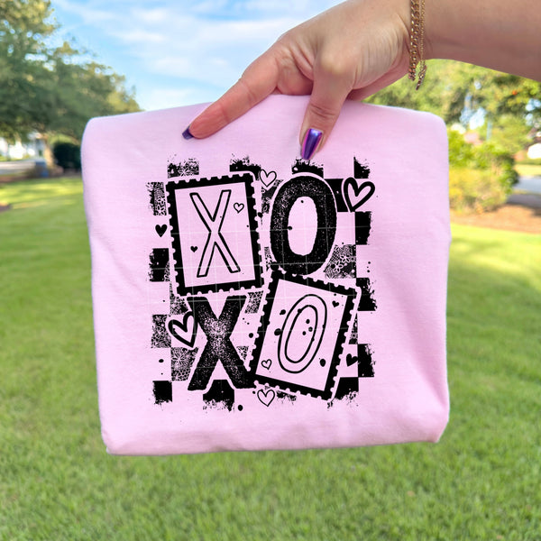 DTF Full Color TShirt Transfer - XOXO Stamped - (Black or White)