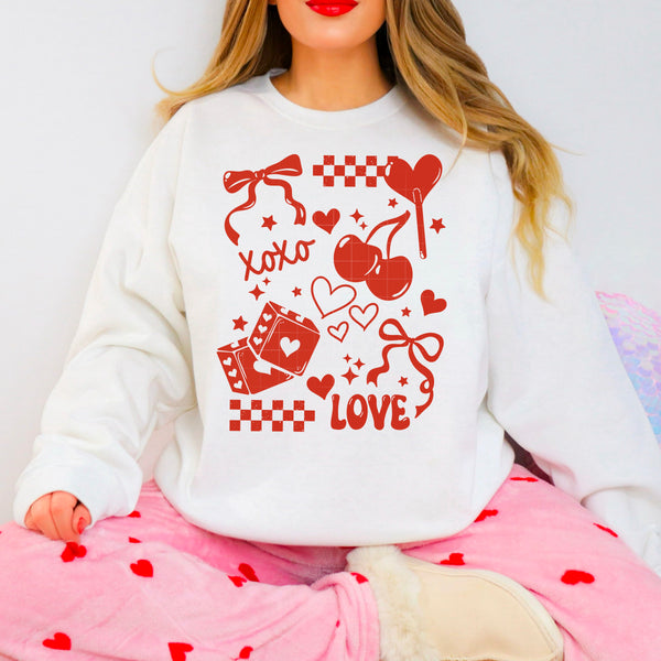 DTF Full Color TShirt Transfer - XOXO Love Check (White or Red Font)
