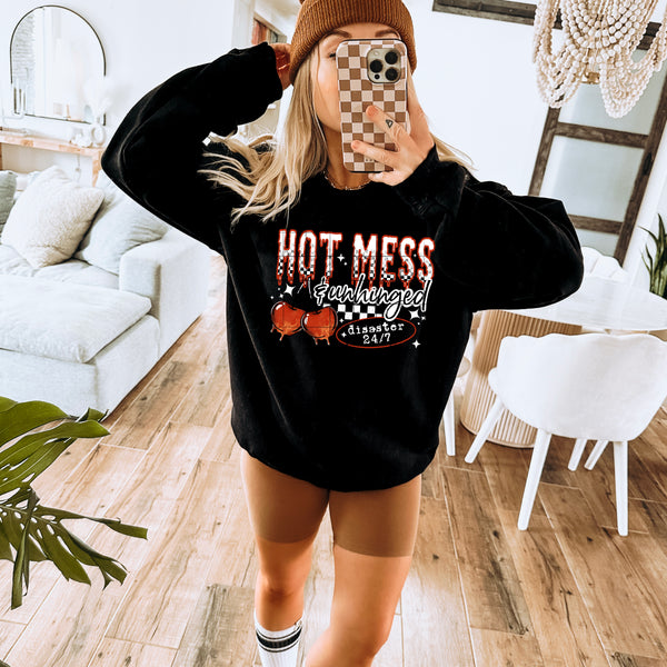DTF Full Color TShirt Transfer - Hot Mess & Unhinged (You Choose Black or White!)