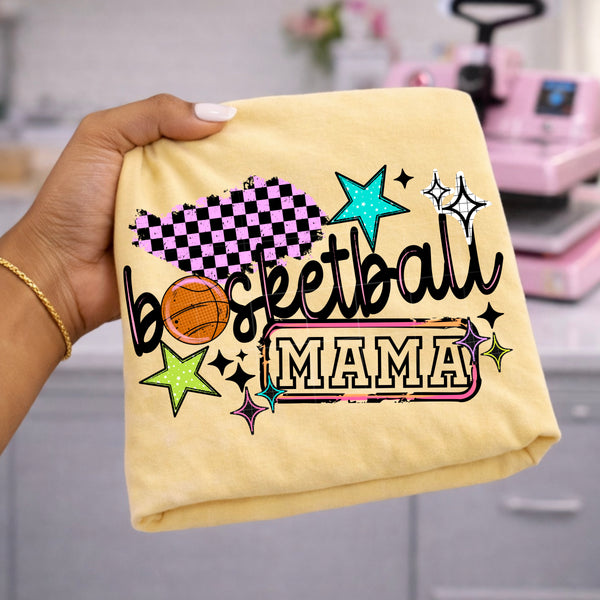 DTF Full Color TShirt Transfer - Checkered Stars Sports Mama (You Pick The Sport!)