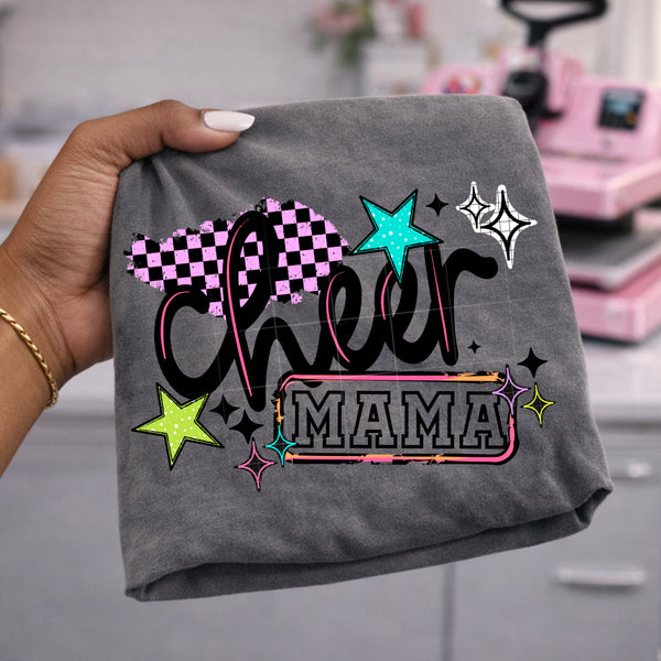 DTF Full Color TShirt Transfer - Checkered Stars Sports Mama (You Pick The Sport!)