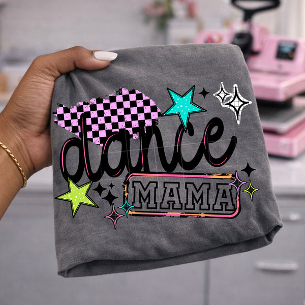 DTF Full Color TShirt Transfer - Checkered Stars Sports Mama (You Pick The Sport!)