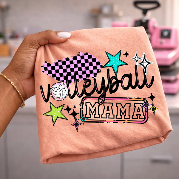DTF Full Color TShirt Transfer - Checkered Stars Sports Mama (You Pick The Sport!)