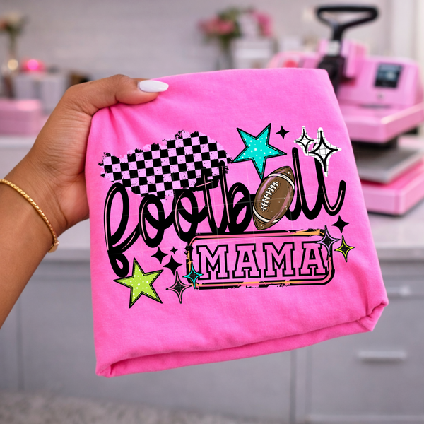 DTF Full Color TShirt Transfer - Checkered Stars Sports Mama (You Pick The Sport!)