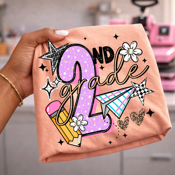 DTF Full Color Transfer - Grade Level Numbers - Purples Pinks (YOU PICK THE GRADE!)