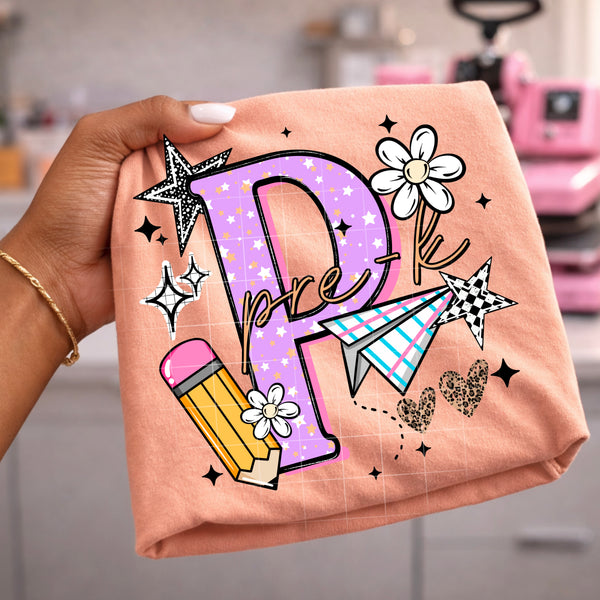 DTF Full Color Transfer - Grade Level Numbers - Purples Pinks (YOU PICK THE GRADE!)