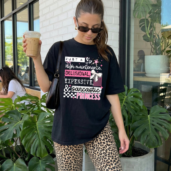 DTF Full Color TShirt Transfer - Just A High Maintenance - (Black or White)