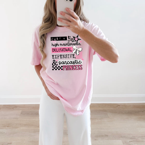 DTF Full Color TShirt Transfer - Just A High Maintenance - (Black or White)