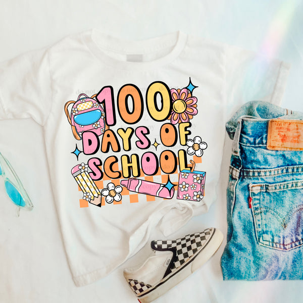 DTF Full Color TShirt Transfer - 100 Days Of School Check (You Choose)