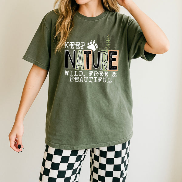 DTF Full Color TShirt Transfer - Keep Nature Wild Free & Beautiful (Black or White)