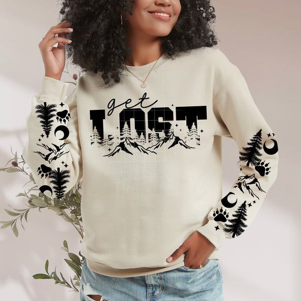 DTF Full Color TShirt Transfer - Get Lost - FREE SLEEVES! (You Choose Black or White!)