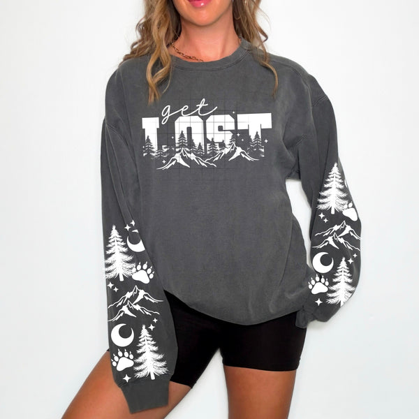 DTF Full Color TShirt Transfer - Get Lost - FREE SLEEVES! (You Choose Black or White!)