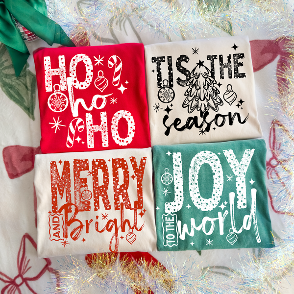 DTF Full Color Tshirt Transfer - Christmas Sayings (You Pick! White, Red or Black Font)