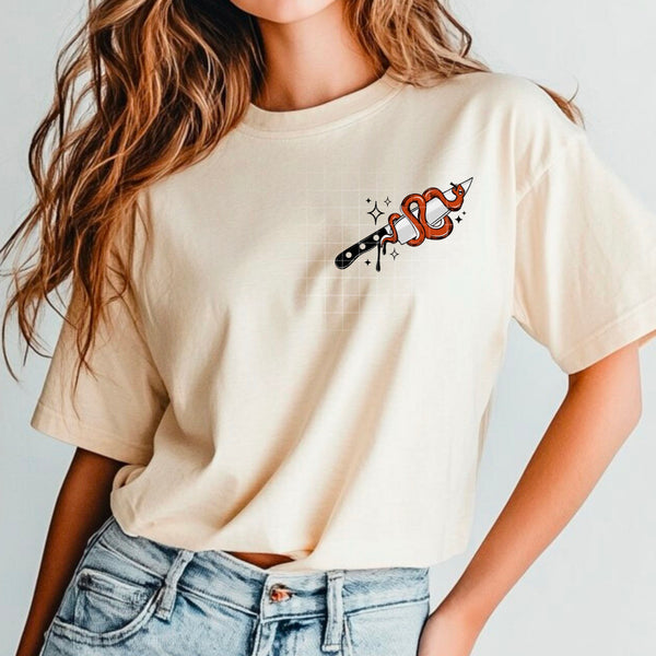 DTF Full Color TShirt Transfer - You Left Your Knife My Back - FREE POCKET (You Choose The Font Color!)