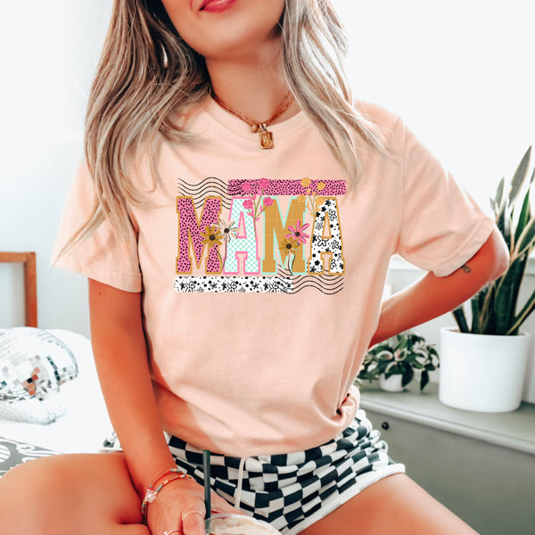 DTF Full Color TShirt Transfer - Mama/Mini Hot Pink Orange Mint