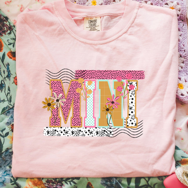 DTF Full Color TShirt Transfer - Mama/Mini Hot Pink Orange Mint