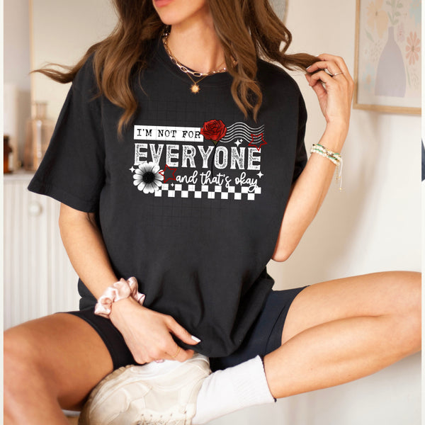 DTF Full Color TShirt Transfer - I'm Not For Everyone Rose Check (Black or White)