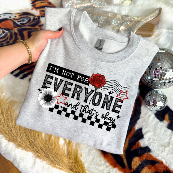 DTF Full Color TShirt Transfer - I'm Not For Everyone Rose Check (Black or White)