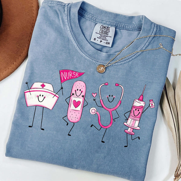 DTF Full Color TShirt Transfer - Nurse, CNA or CMA Doodles - You Pick!