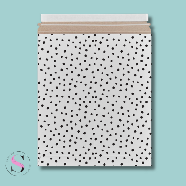 6x9" Black Polka Dot Rigid Mailer - Black Polka Dot Stay Flat Mailer