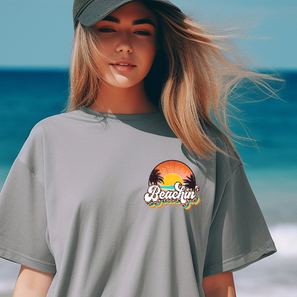 Beachin - POCKET/HAT SIZE DTF Full Color Transfer