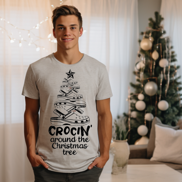DTF Full Color TShirt Transfer - Crocin' Around The Christmas Tree - (Black or Full Color)