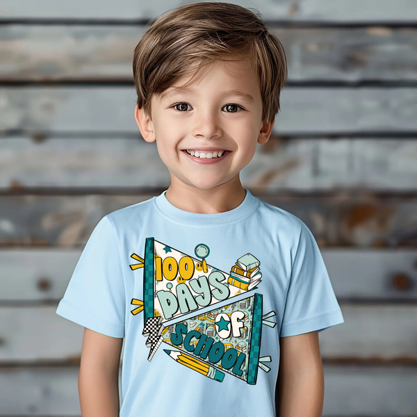 DTF Full Color TShirt Transfer - 100 Days Of School Penants (You Choose)