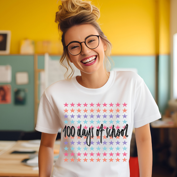 DTF Full Color TShirt Transfer - 100 Days Of School Stars (You Choose)