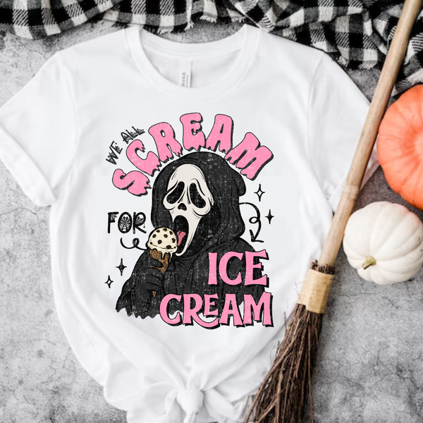 DTF Full Color TShirt Transfer - Scream For Ice Cream  (Stripes or No Stripes)