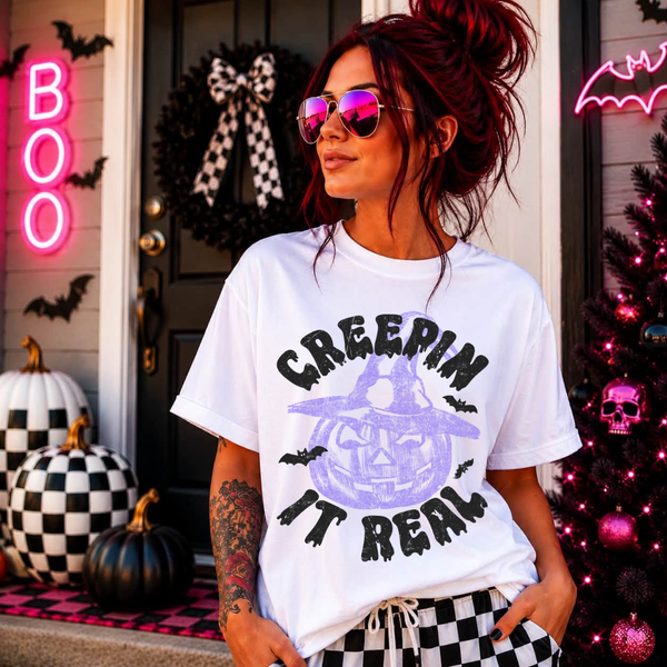 DTF Full Color TShirt Transfer - Creepin' It Real  (Orange or Purple)