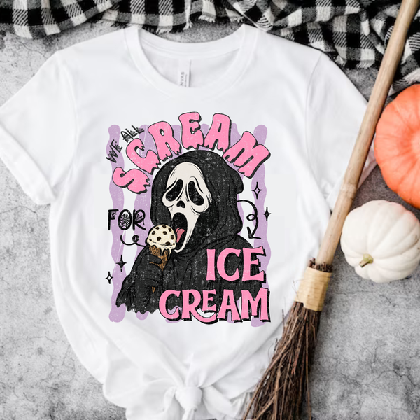 DTF Full Color TShirt Transfer - Scream For Ice Cream  (Stripes or No Stripes)