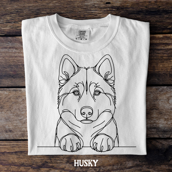 DTF Full Color TShirt Transfer - Simple Sketch Dog - You Choose Color & Breed!