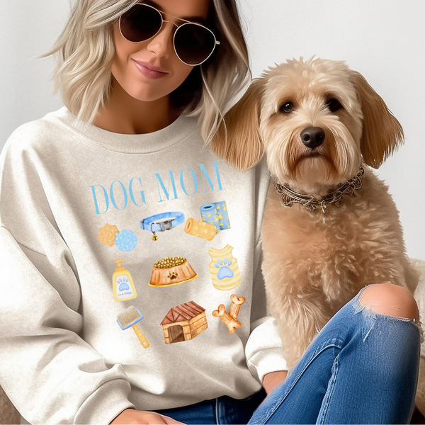 DTF Full Color Transfer - Dog Mom Things (PINK or BLUE)