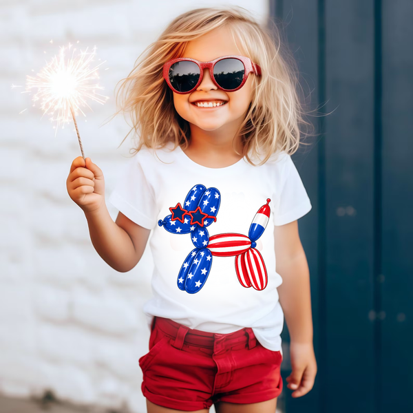 DTF Full Color TShirt Transfer - Star Glasses Stripes Balloon Dog *SBSC ORIGINAL DESIGN!*