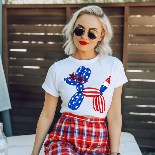 DTF Full Color TShirt Transfer - Star Glasses Stripes Balloon Dog *SBSC ORIGINAL DESIGN!*