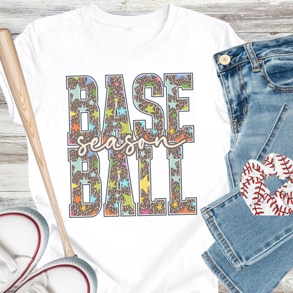 DTF Full Color TShirt Transfer - Cheetah and Stars - Baseball or Softball - You Pick!