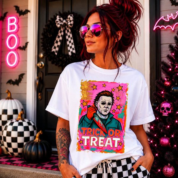 DTF Full Color Tshirt Transfer - Mike Trick or Treat - Clean or Distressed